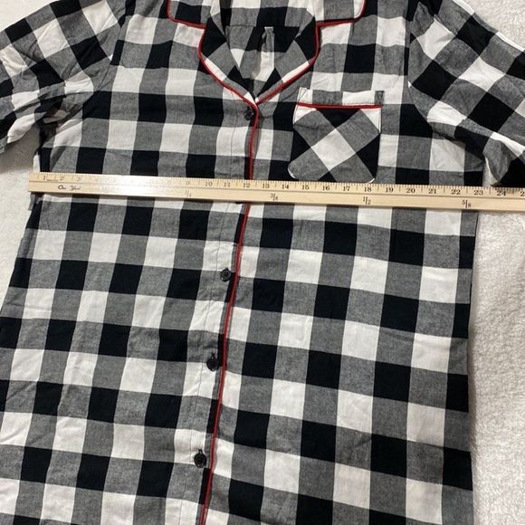 🪷 Women's Wondershop Black Gray and White plaid with red trim Nightgown Size:XL - Picture 7 of 9